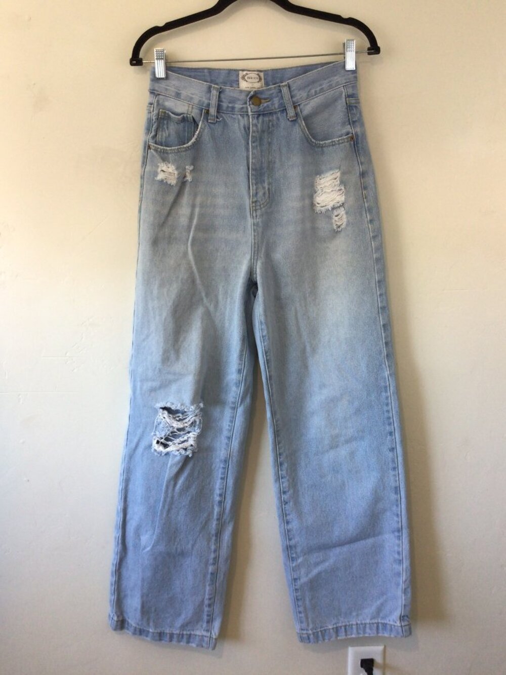 Mia Joy High Waisted Distressed Wide Leg Jeans
